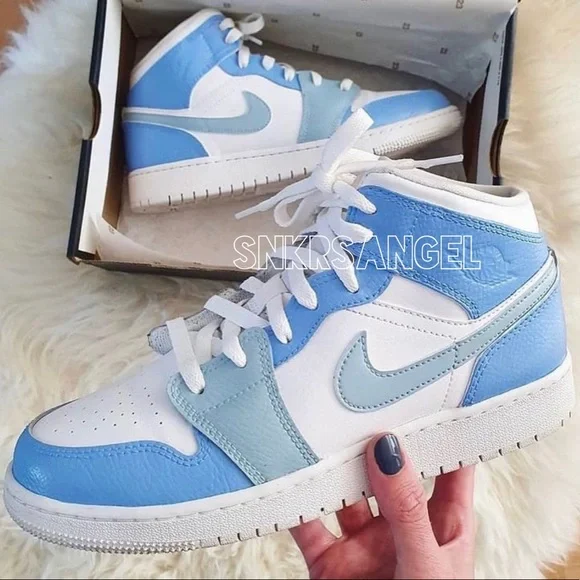 Nike custom air jordan mid university blue sneakers